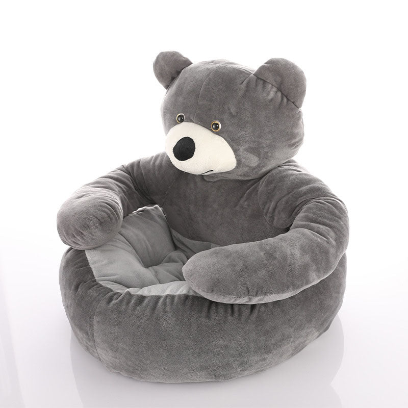 A clean, aesthetic studio shot of the PawsMore teddy bear hug pet bed in a Modern Gray color, perfect for blending into minimalist and contemporary home decor.