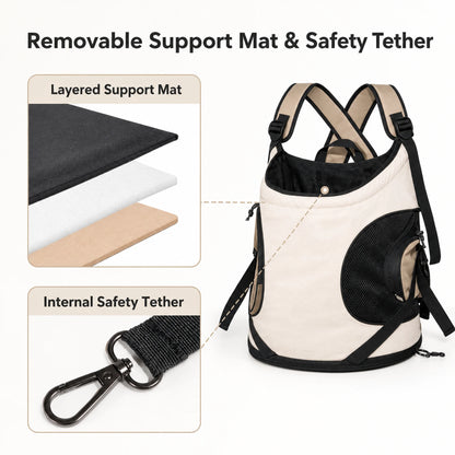Pet carrier removable support mat and internal safety tether