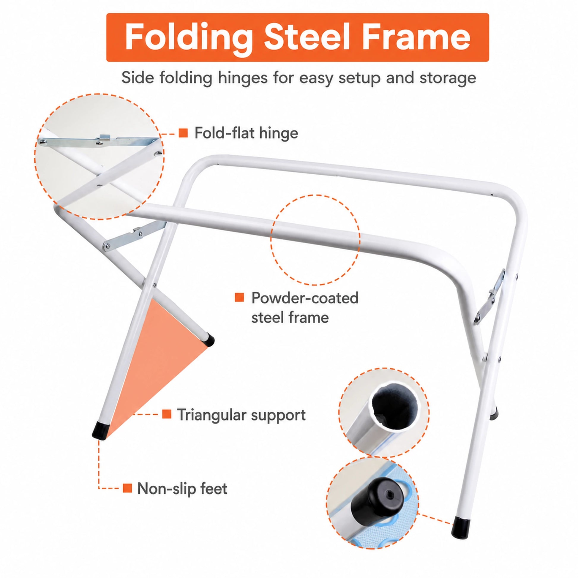 Folding steel frame and non-slip feet on pet grooming hammock stand