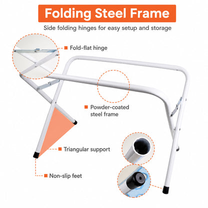 Folding steel frame and non-slip feet on pet grooming hammock stand