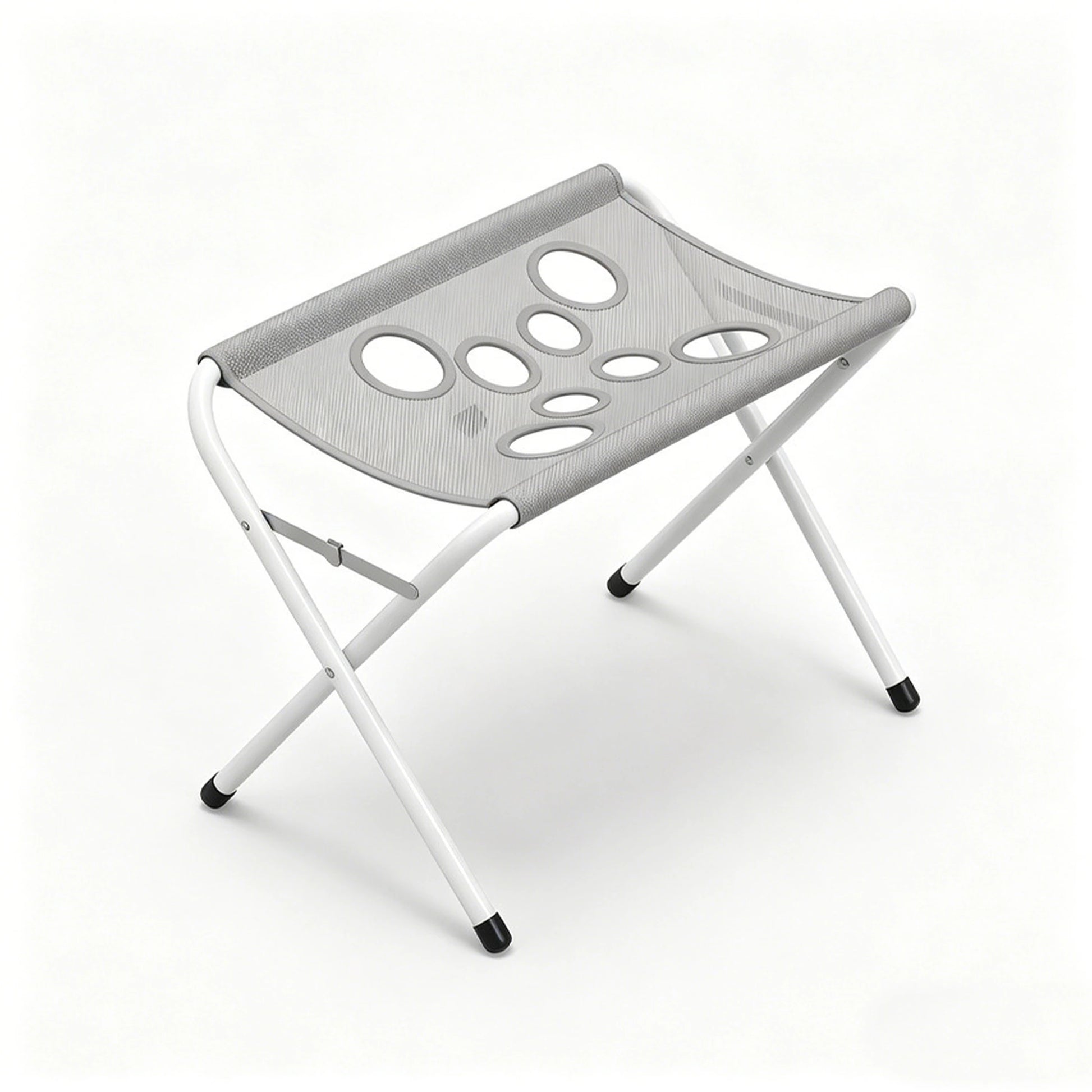 Gray foldable pet grooming hammock stand with eight reinforced openings