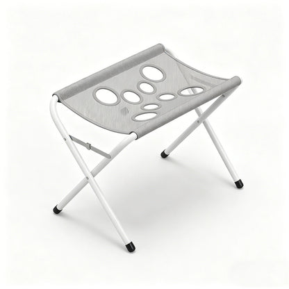 Gray foldable pet grooming hammock stand with eight reinforced openings