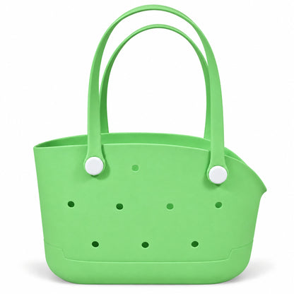 Undecorated Apple Green open pet carrier basket with long loop handles on a white background