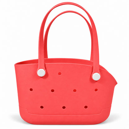 Undecorated Watermelon Red open pet carrier basket with long loop handles on a white background