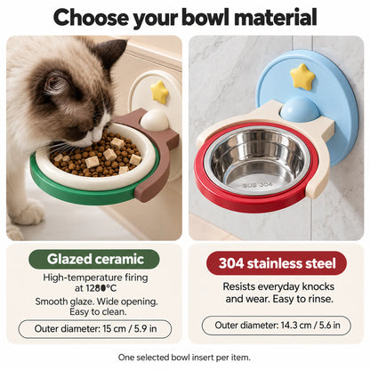 Glazed ceramic and 304 stainless steel bowl inserts with their outer diameters
