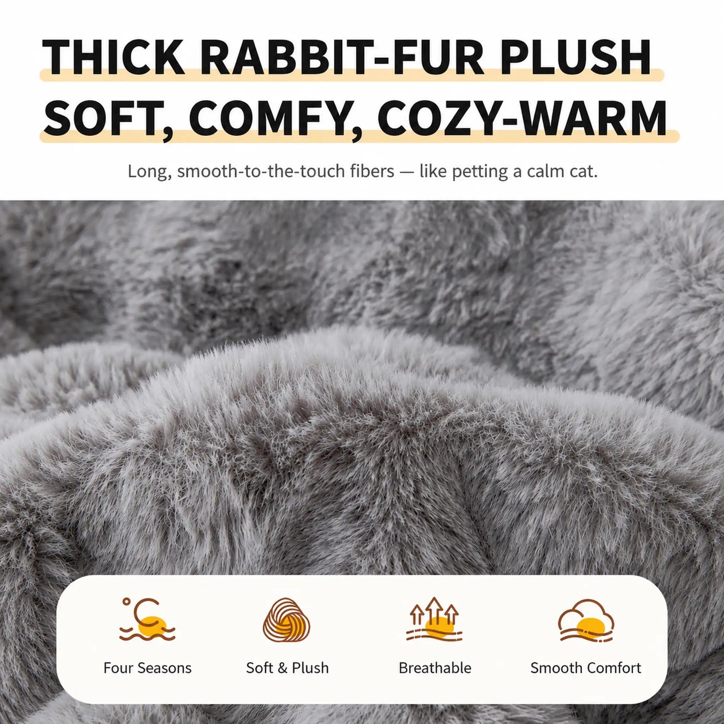 Long-pile faux-fur plush texture closeup