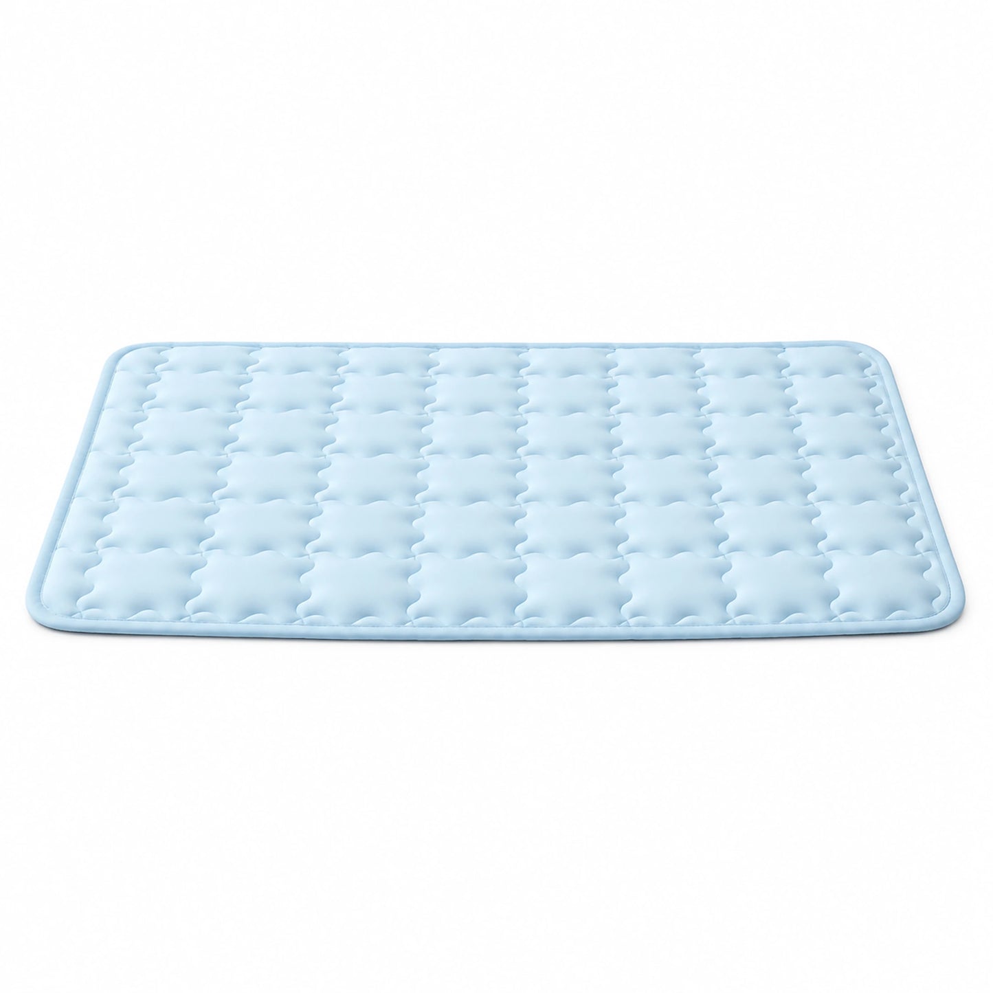 Ice Blue quilted cooling pet mat with rounded corners