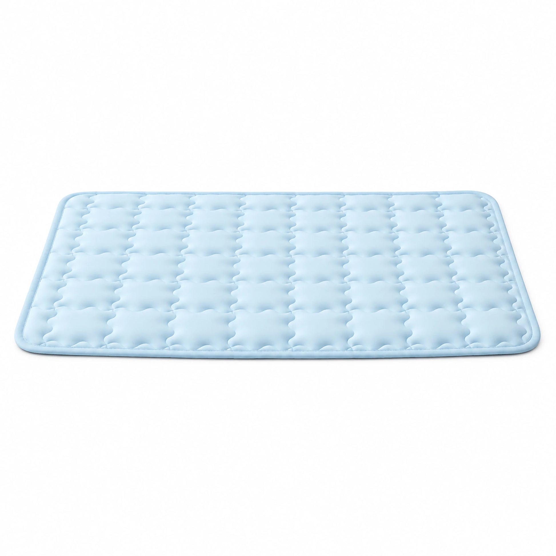 Ice Blue quilted cooling pet mat with rounded corners