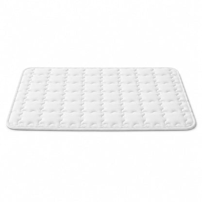 White quilted cooling pet mat with rounded corners