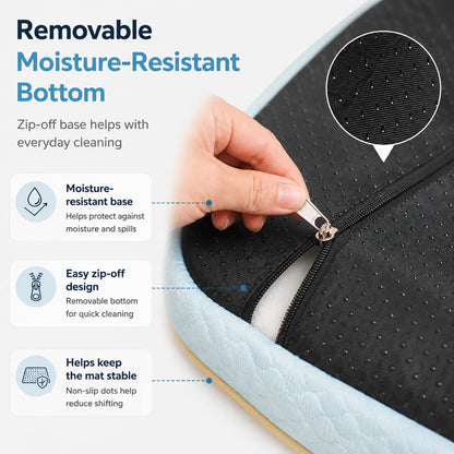 Removable moisture resistant bottom detail on cooling pet sleep mat