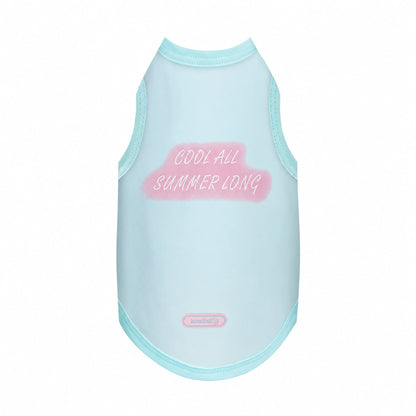 Sky blue slogan cool-touch UPF50+ dog vest with pink print