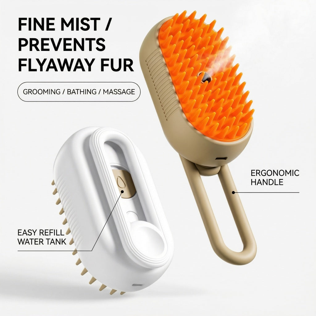 Rechargeable Pet Mist Brush & Anti-Static Deshedding Comb