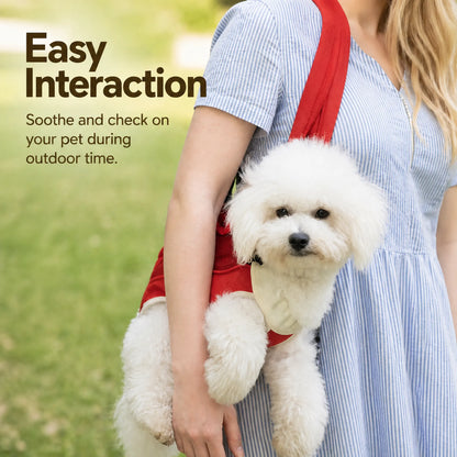 Pet carrier outdoor lifestyle — easy interaction with pet during walks