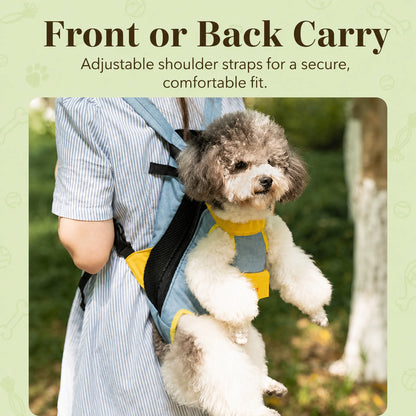 Pet carrier in front and back carry mode with adjustable shoulder straps