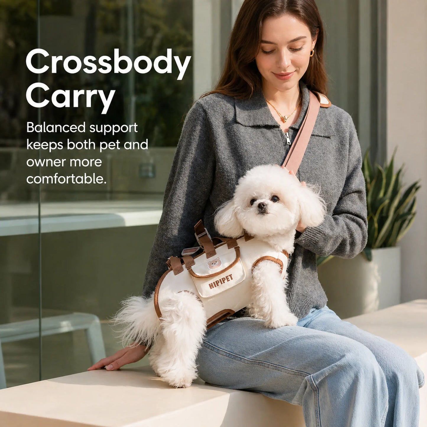 Crossbody carry — balanced support for pet and owner