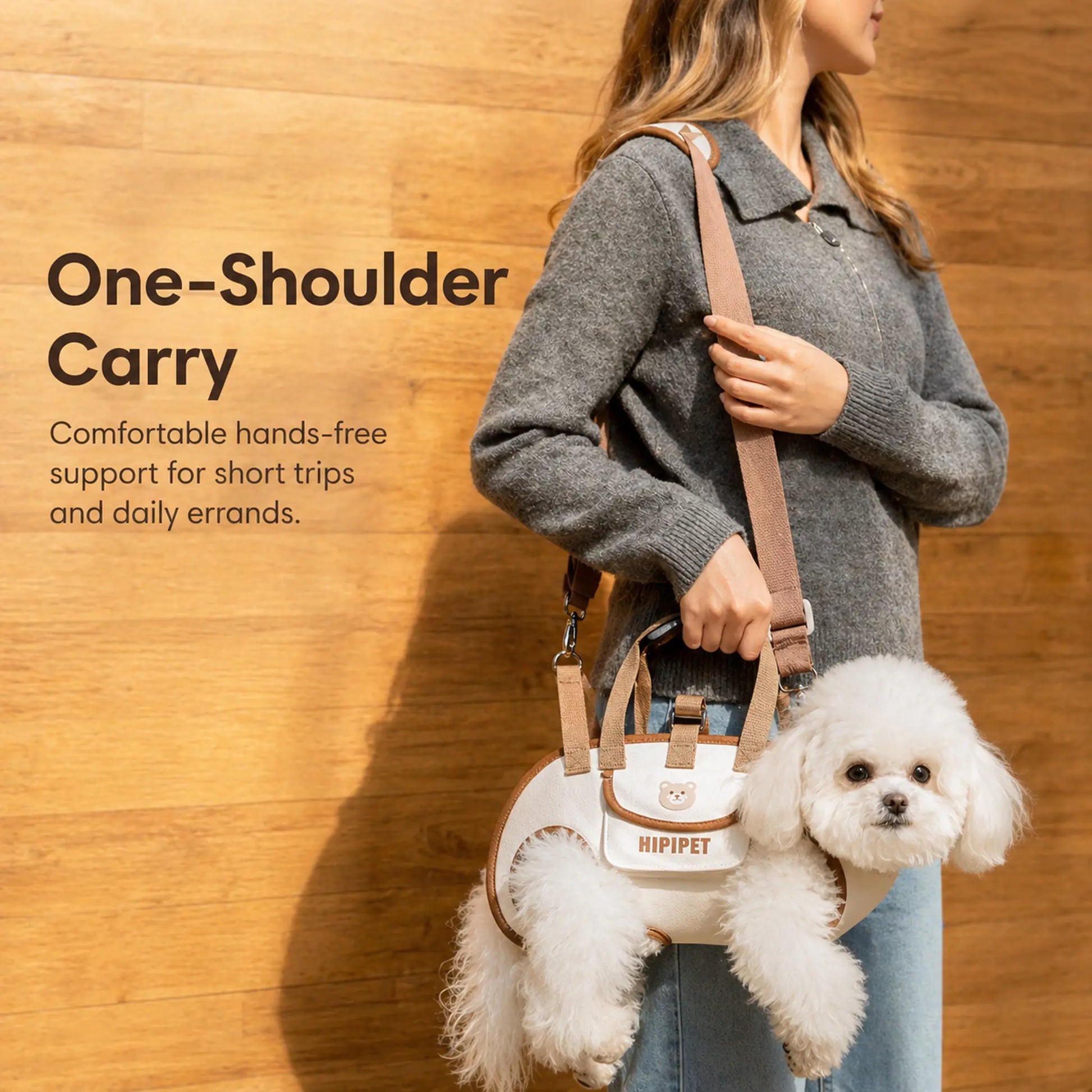 One-shoulder carry — hands-free support for short trips