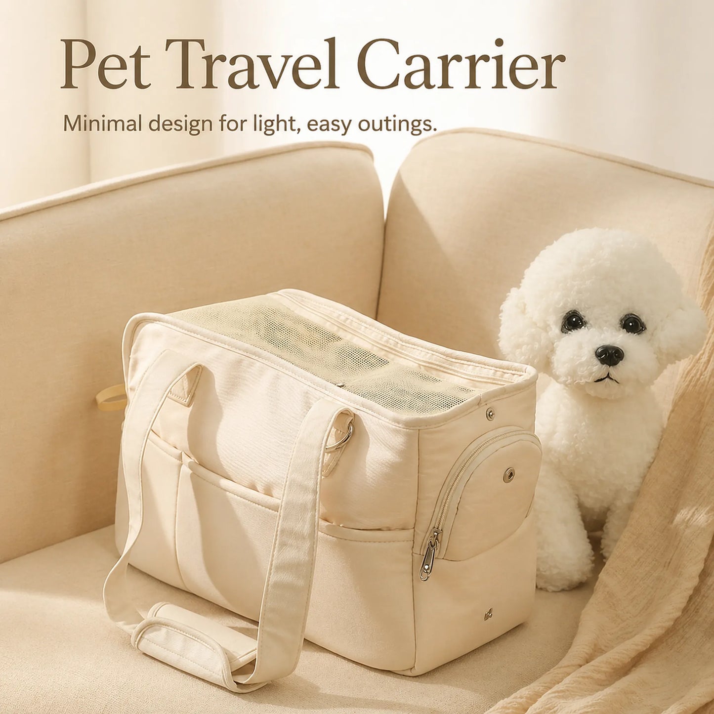 Pet travel carrier — minimal design for light, easy outings