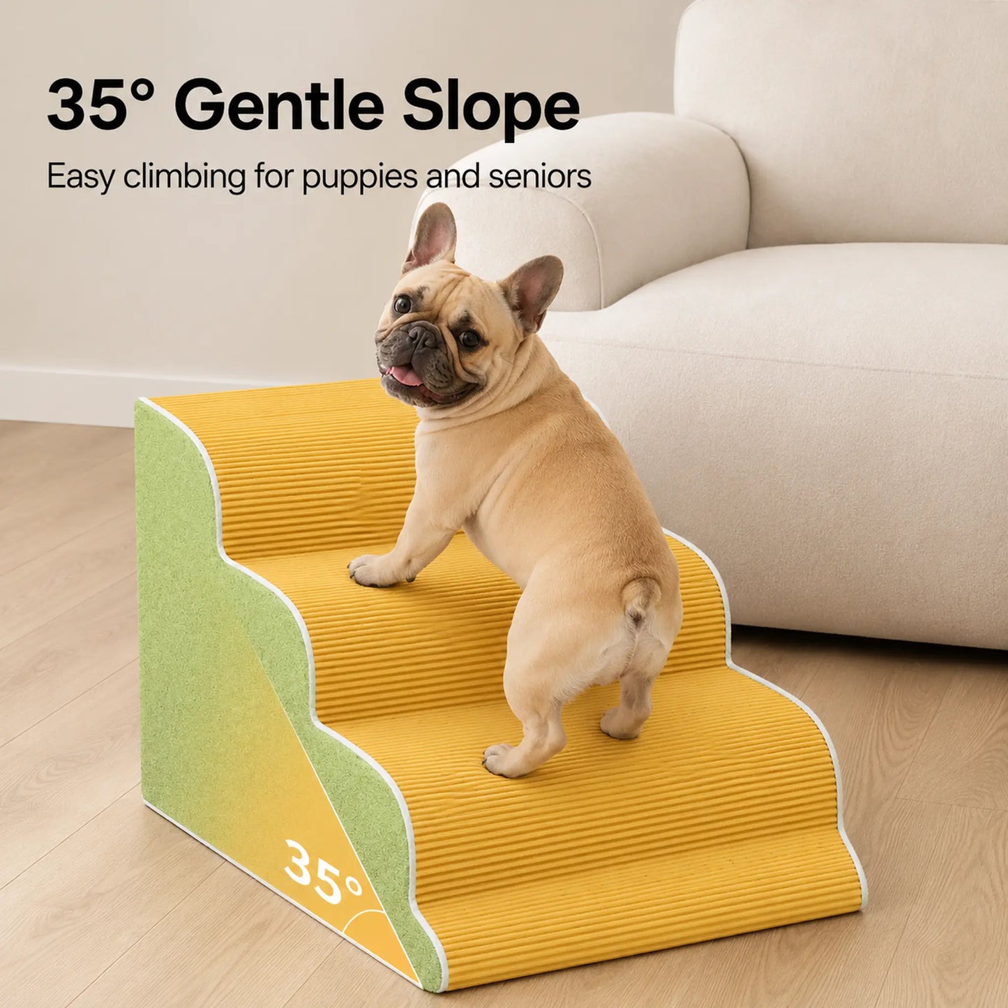 35° gentle slope pet stairs, easy climbing for puppies and senior dogs