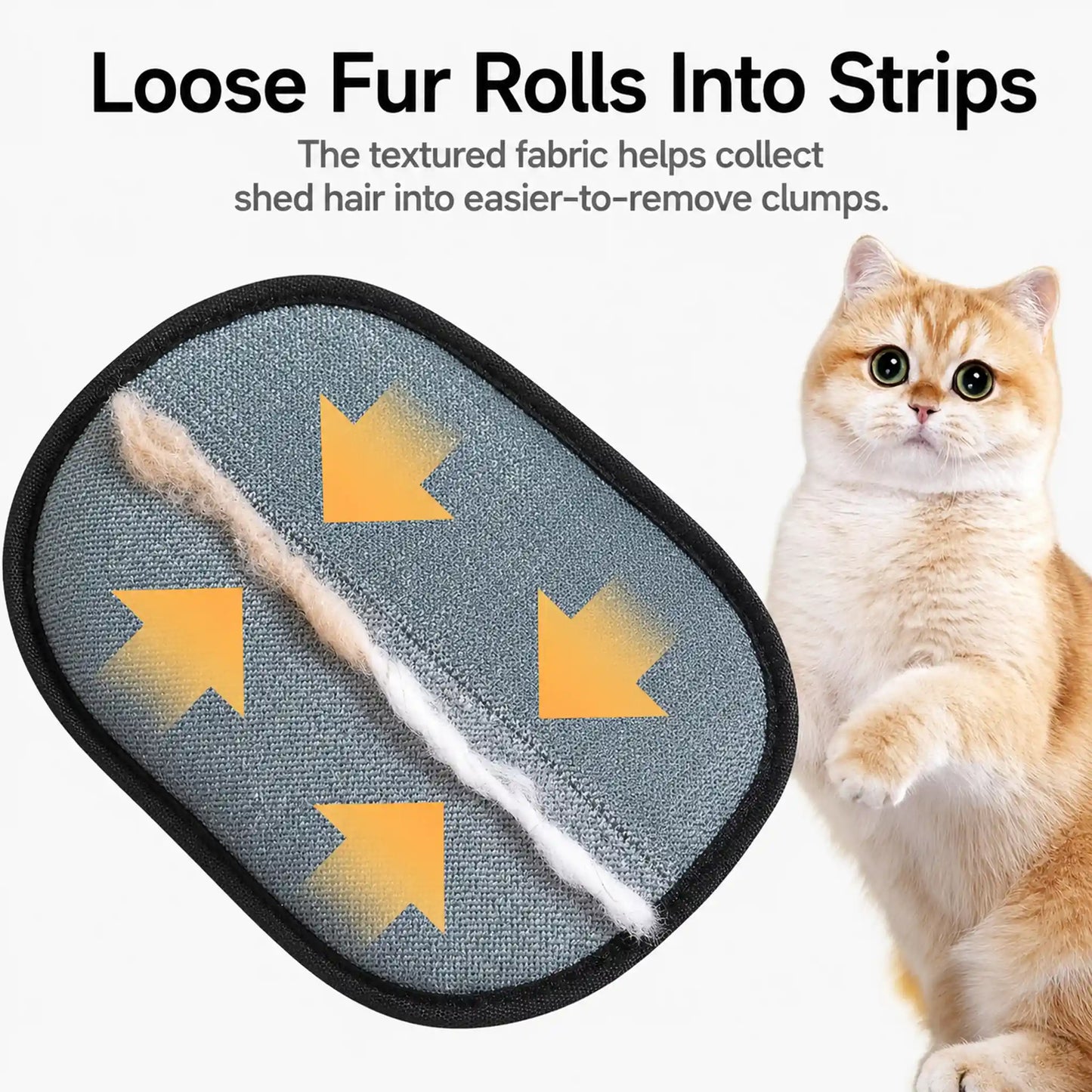 Pet hair remover fabric collecting loose fur into removable strips