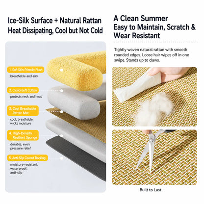 Five-layer construction: plush, cotton, rattan, sponge, anti-slip backing