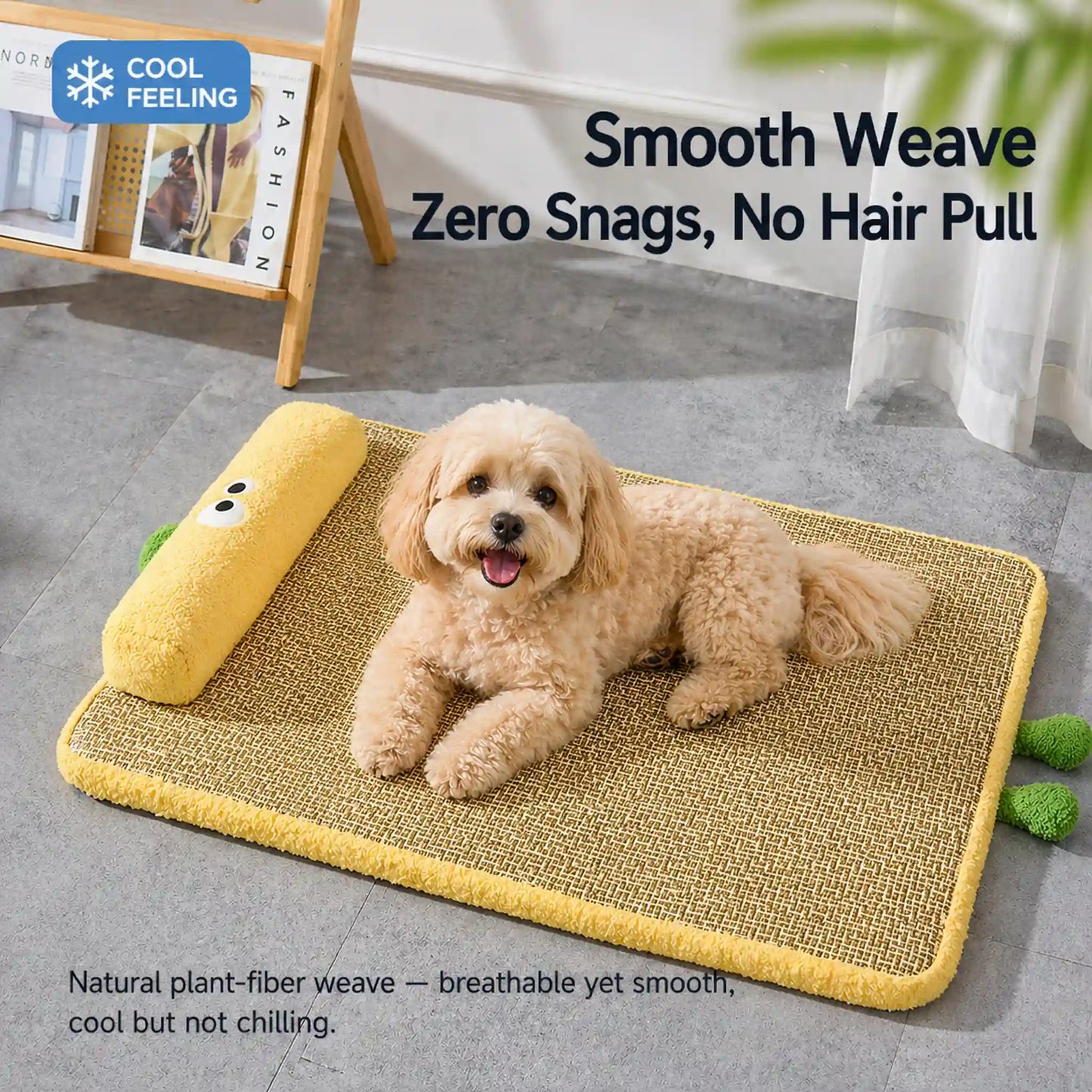Smooth natural plant-fiber weave — no snags, no hair pull