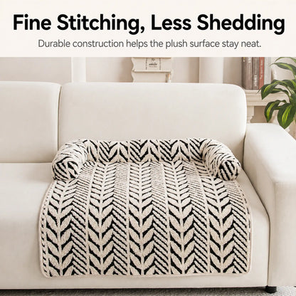 Fine stitching and less-shedding plush sofa pet bed feature