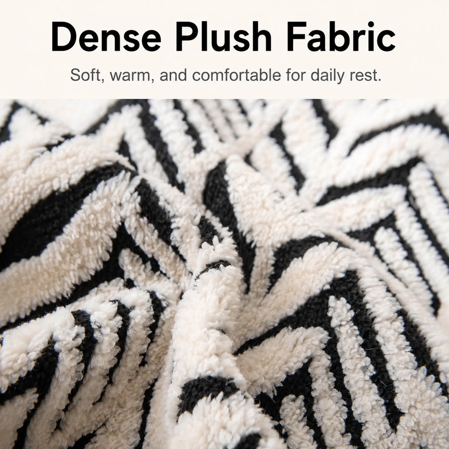 Dense plush chevron fabric close-up on sofa pet bed