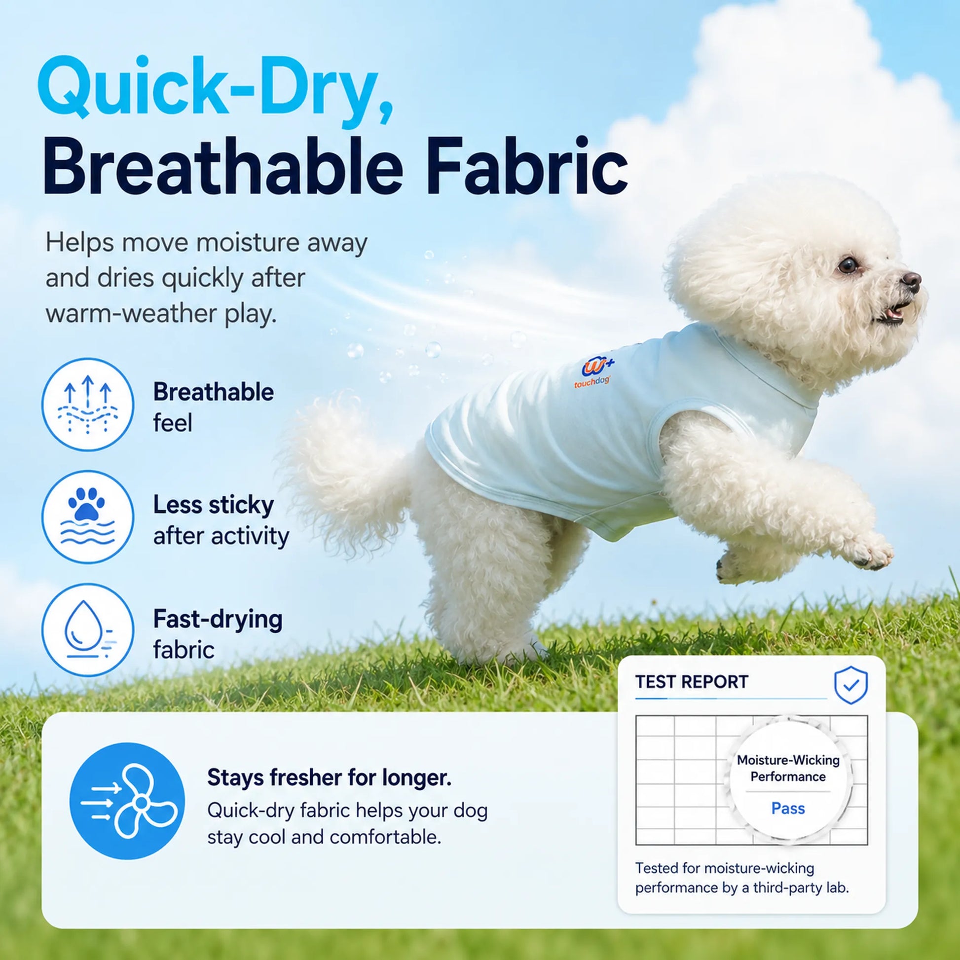 Quick dry breathable fabric feature for cooling pet shirt
