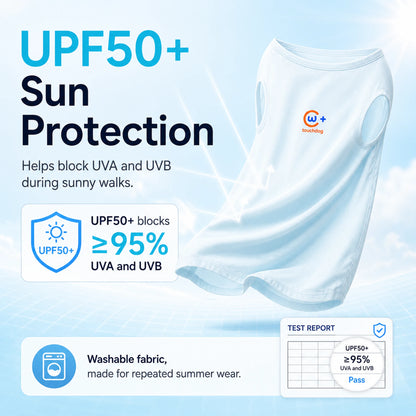 UPF50 plus sun protection feature for cooling pet shirt