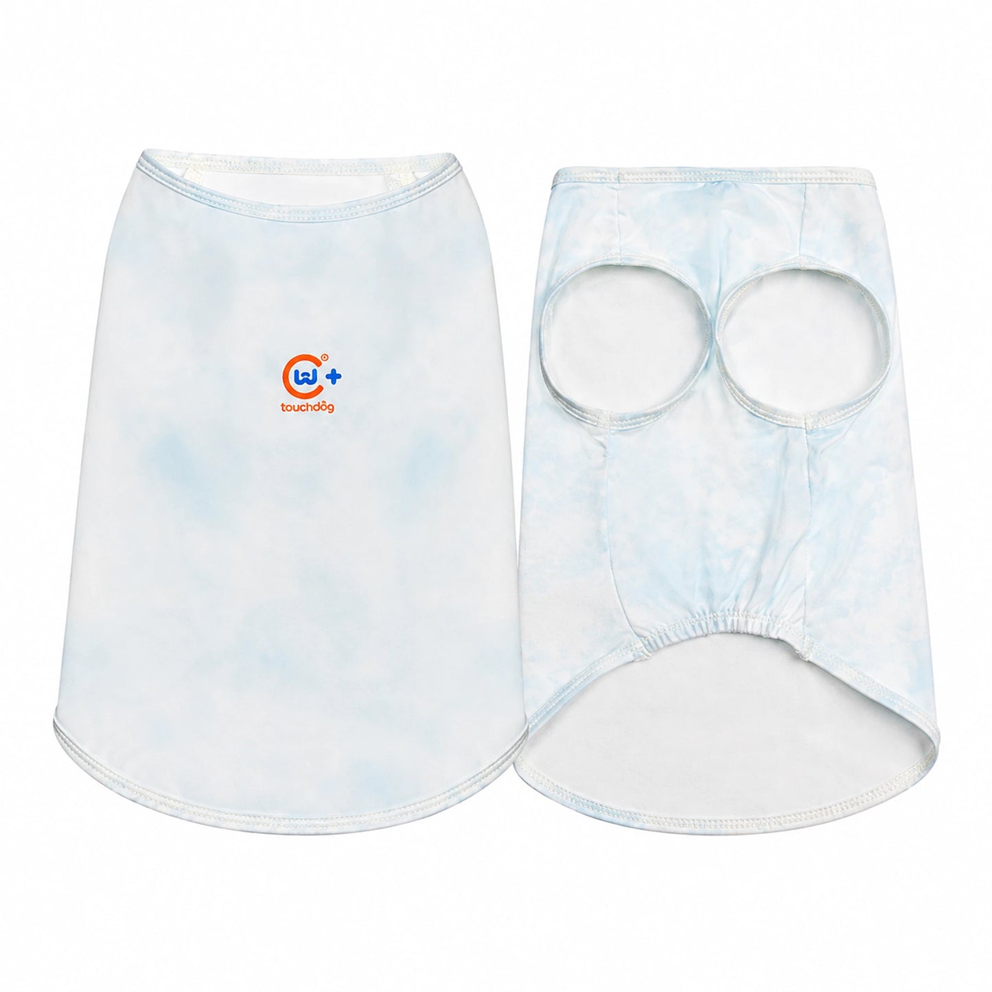 Blue cloud cooling pet shirt front and back view