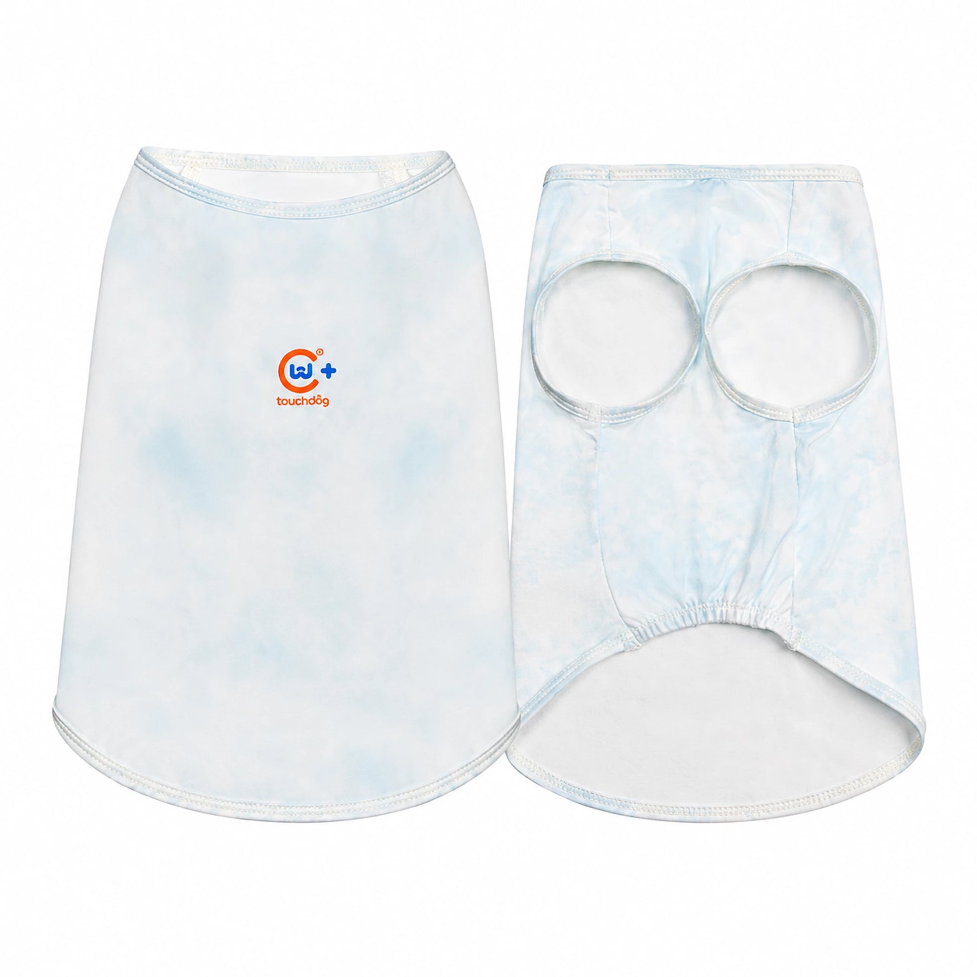 Blue cloud cooling pet shirt front and back view