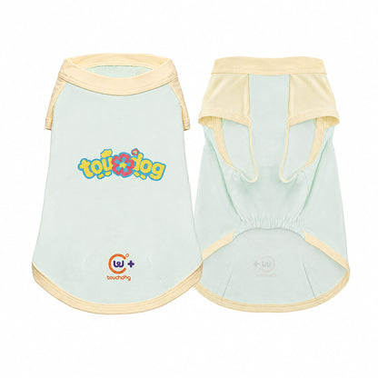 Mint cream cooling pet shirt front and back view