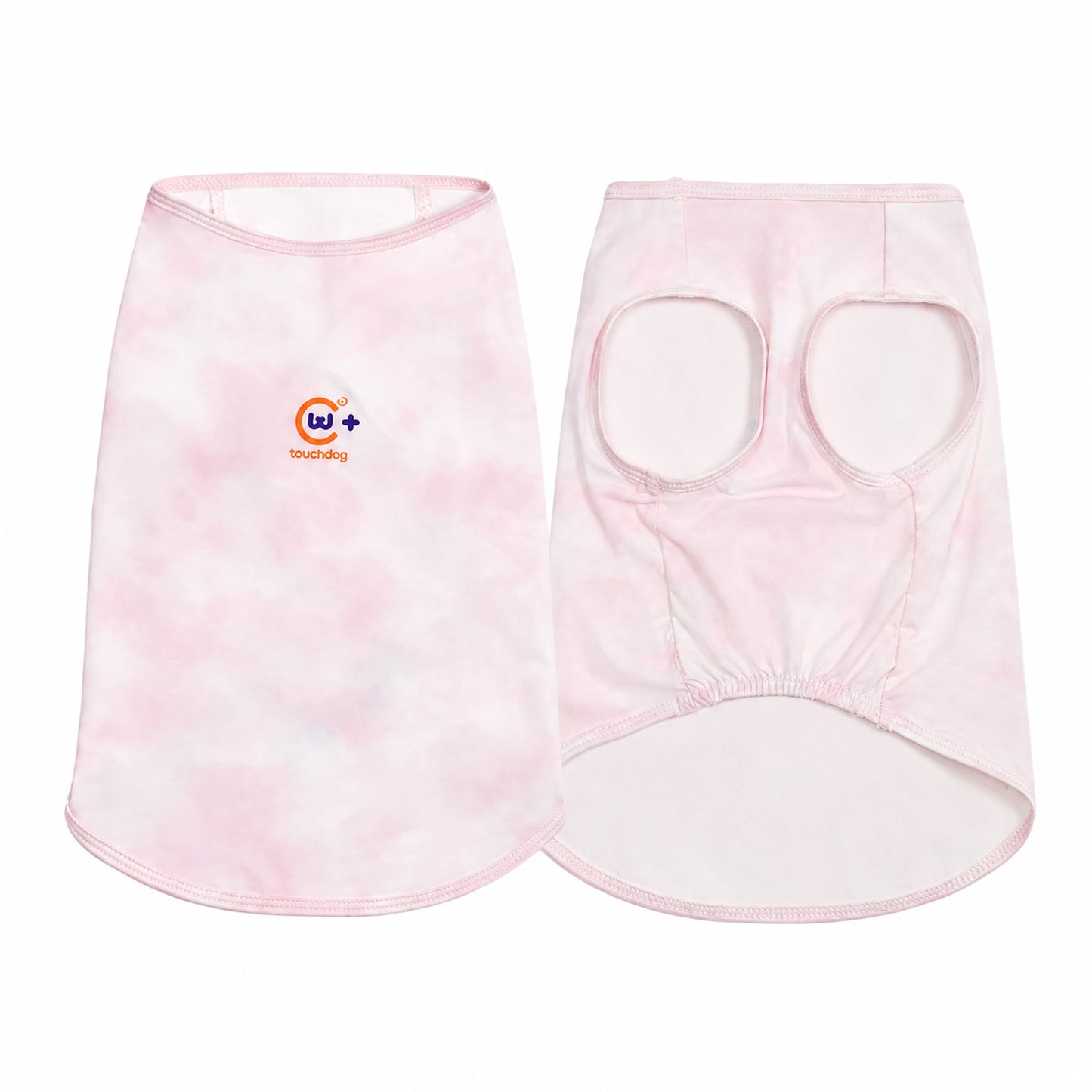 Pink cloud cooling pet shirt front and back view