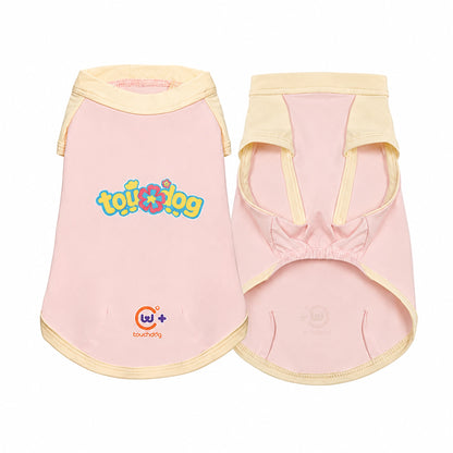 Pink cream cooling pet shirt front and back view