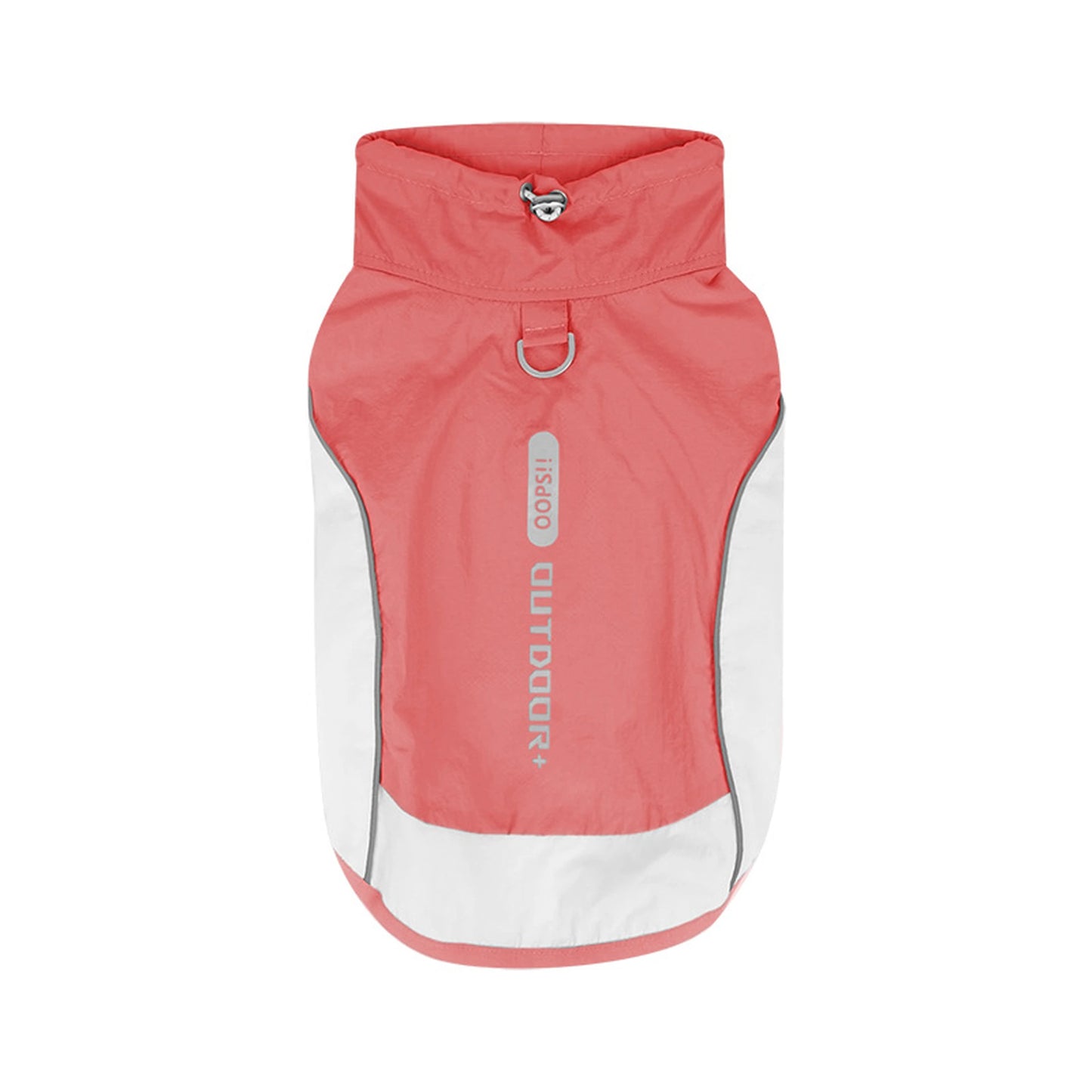 Coral red outdoor dog sun vest product view with white side panels
