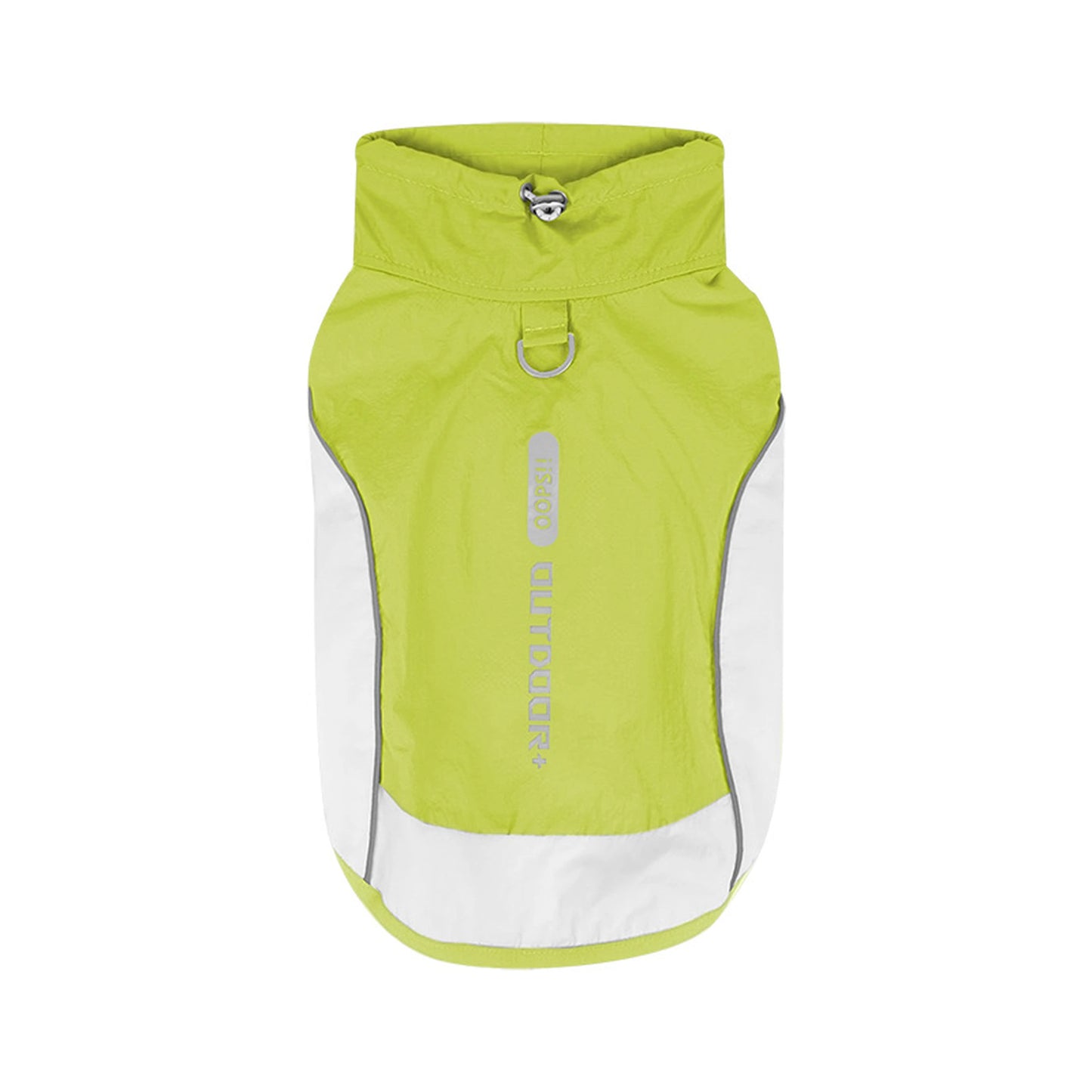 Lime yellow outdoor dog sun vest product view with reflective back print
