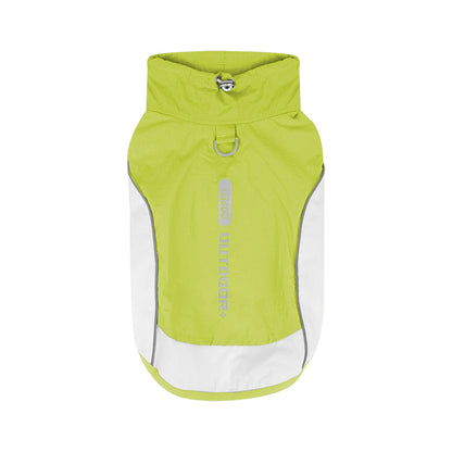Lime yellow outdoor dog sun vest product view with reflective back print